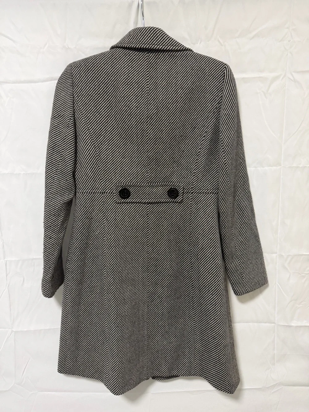 Isabella Demarco Black & White Herringbone Wool-Blend Pea Coat - Picture 6 of 6